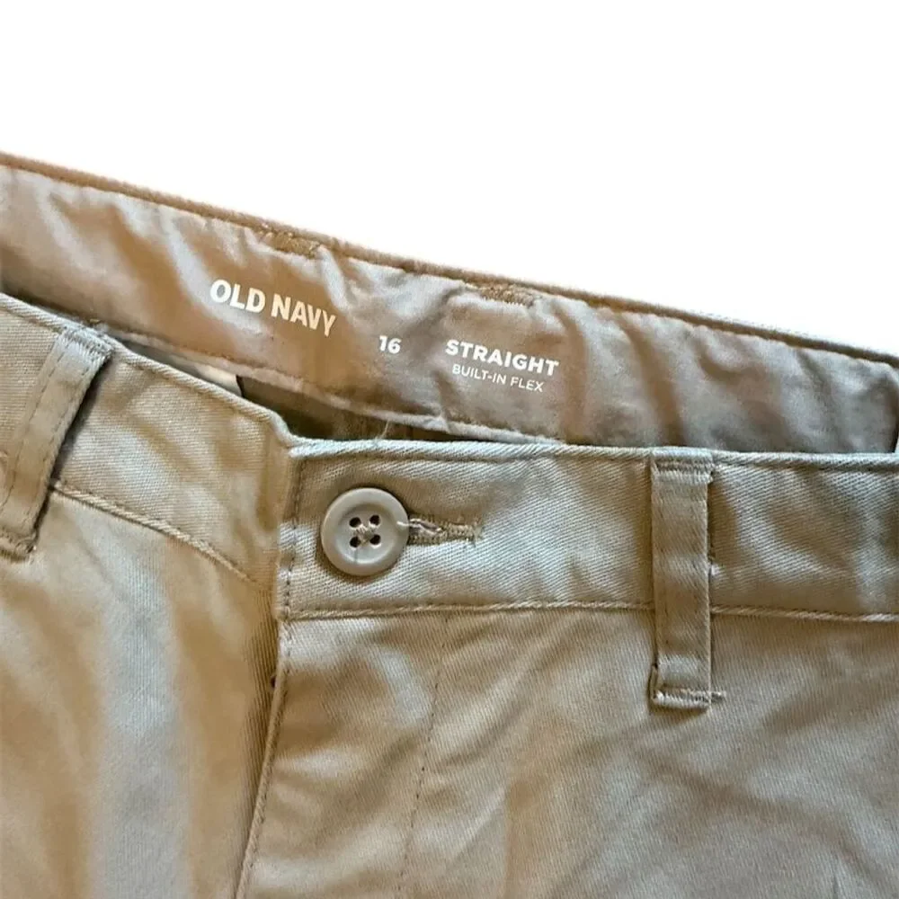 Old Navy Boys Beige Chino Pants Straight Leg Size 16